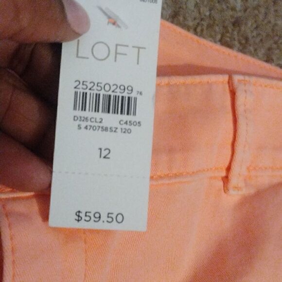 Loft Marissa neon orange straight leg, nwt(black stain front, placed penny comp - Picture 6 of 7